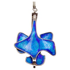 David Andersen Blue Enamel Sterling Silver Necklace