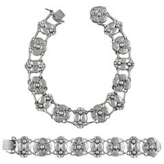 Rare Georg Jensen Sterling Silver Necklace And Matching Bracelet