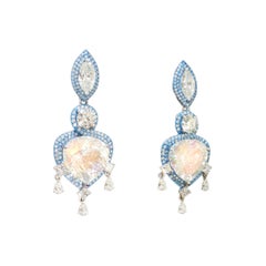 Moonstone & Diamond Earrings, 18K White Gold, Austy Lee