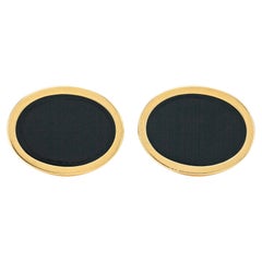 Vintage 1980s Tiffany & Co. Black Onyx Oval Cufflinks