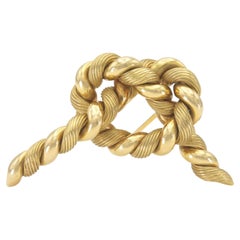 Vintage 1960s Hermes Georges L'Enfant Gold Twist Rope Pretzel Knot Brooch