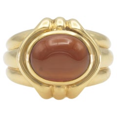 Vintage 1960s Bvlgari Cabochon Amber Ring