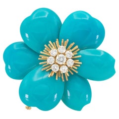 Van Cleef & Arpels Turquoise Rose de Noel Brooch