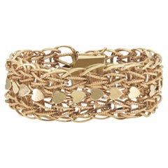 Vintage 1940s Retro Gold Link Bracelet with Hearts