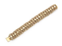 Vintage 1940s Retro Gold Link Bracelet with Hearts