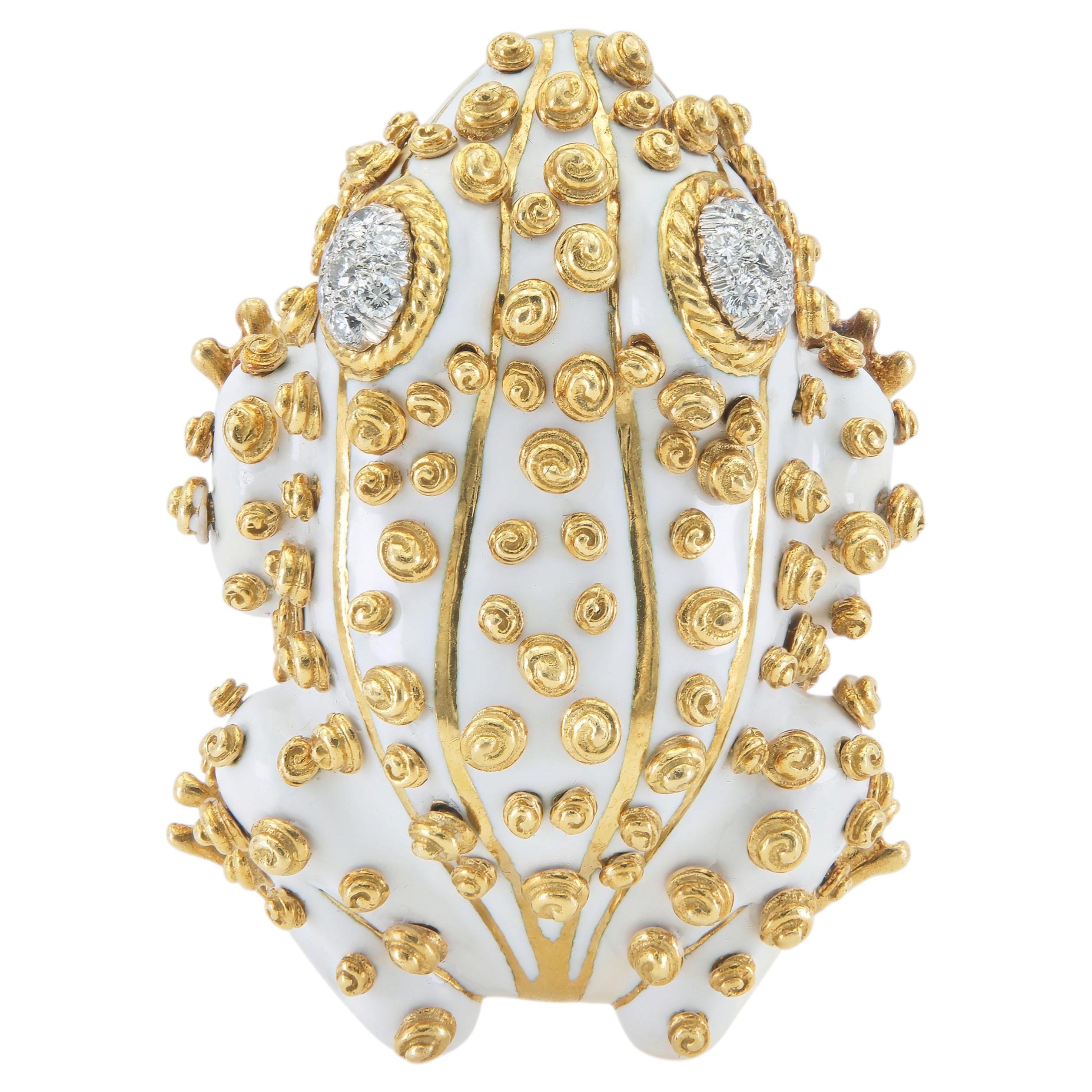 Pre-owned David Webb Frog Brooch In Multiple
