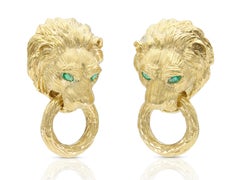 Vintage 1960s Van Cleef & Arpels Lion Head Door Knocker Earrings