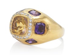 Citrine, Amethyst & Gold Ring with Diamonds