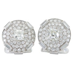 Antique Art Deco 1930s Cartier 6.20 Carat Diamond Lapel Clips