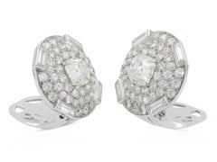 Antique Art Deco 1930s Cartier 6.20 Carat Diamond Lapel Clips
