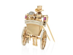 Vintage Andre Col 1940s Retro Gold Carriage Brooch
