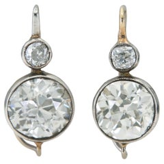 Antique Art Deco 1920s 7.60 Carat Old European Cut Diamond Earrings