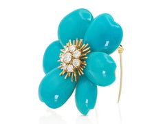 Van Cleef & Arpels Turquoise Rose de Noel Brooch