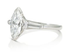 Antique Art Deco 1920s 1.00 Carat Marquise Cut Diamond Engagement Ring