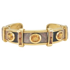 Bracelet manchette Sabbadini en citrine et nacre violette
