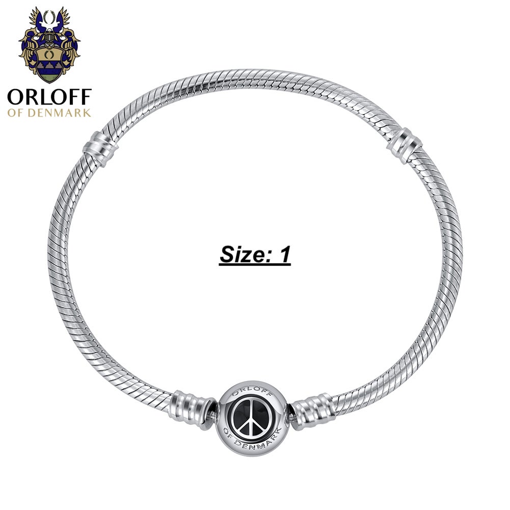 Orloff of Denmark, 925 Sterling Silver Bracelet, Peace Symbol, Black Enamel For Sale