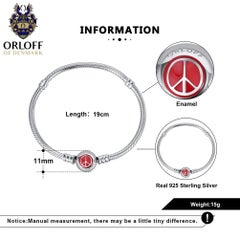 Orloff of Denmark - Bracciale in argento 925 - Simbolo di pace, smalto rosso