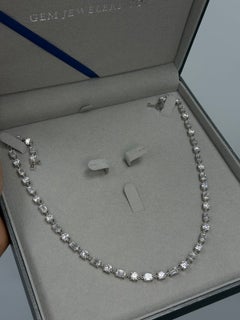 30CT Alternating Emerald & Round Natural GIA Certified Diamond Tennis Necklace