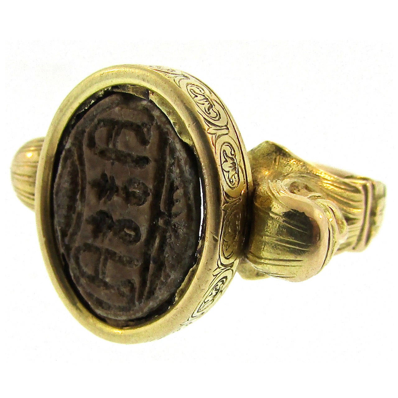 Victorian Ring with Ancient Scarab For Sale