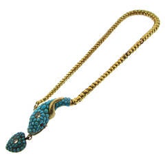 Antique Victorian Turquoise Snake Necklace