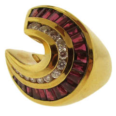 Charles Krypell Brilliant Diamond Ruby Gold Ring