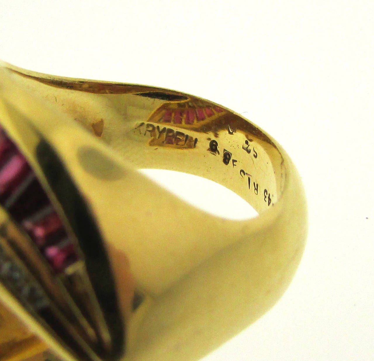 Charles Krypell Brilliant Diamond Ruby Gold Ring