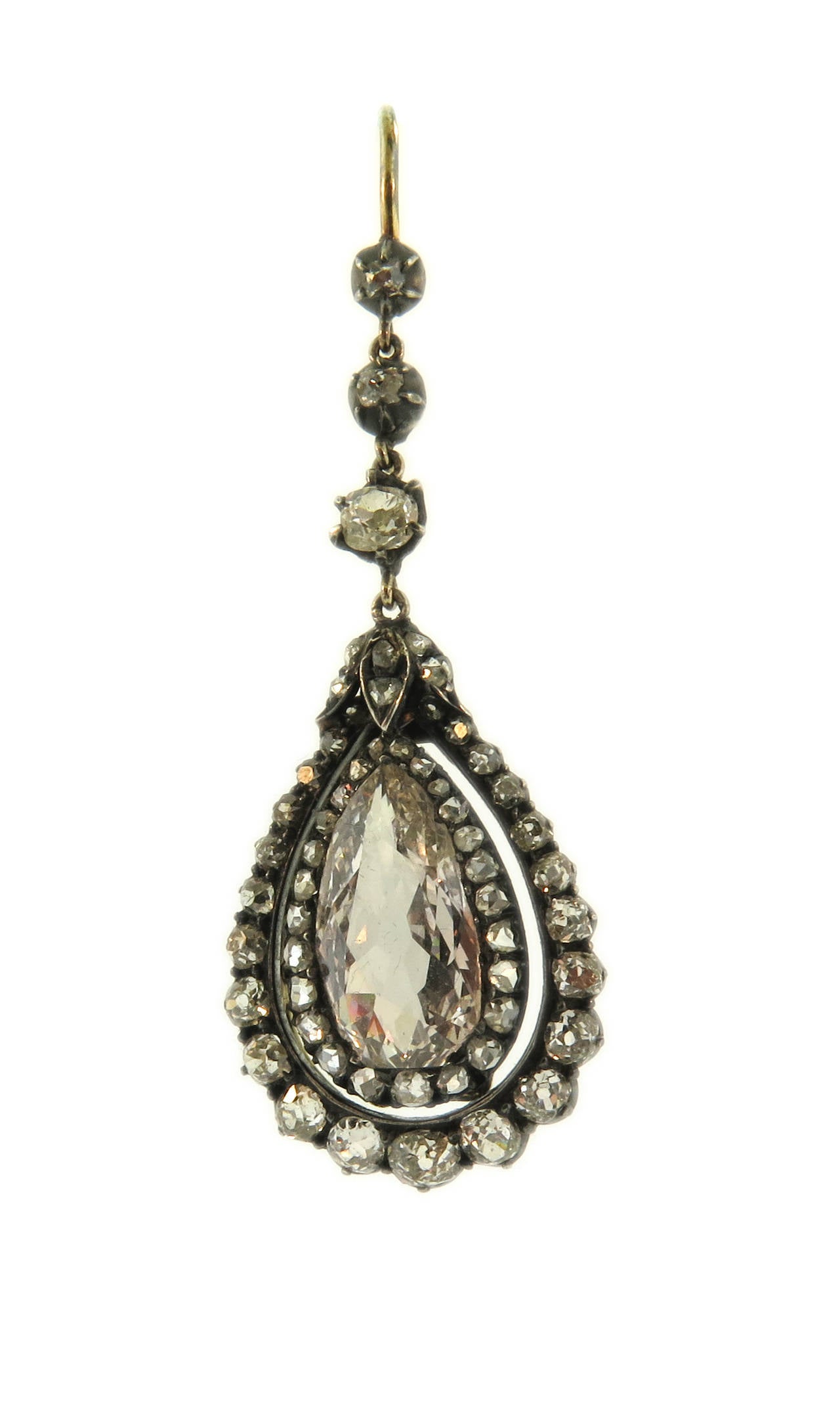 Early 19th Century Diamond Silver Gold Pendant Earrings