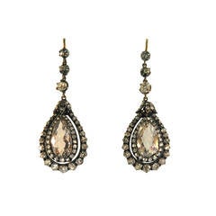 Early 19th Century Diamond Silver Gold Pendant Earrings