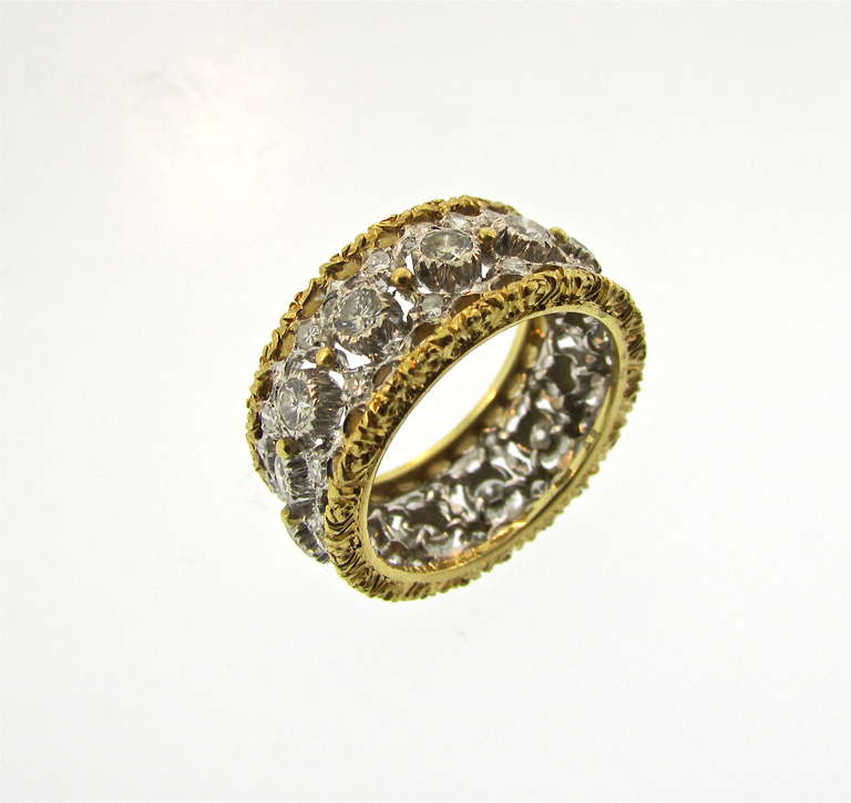 Buccellati Diamond Filigree Eternity Band In Excellent Condition In New York, NY