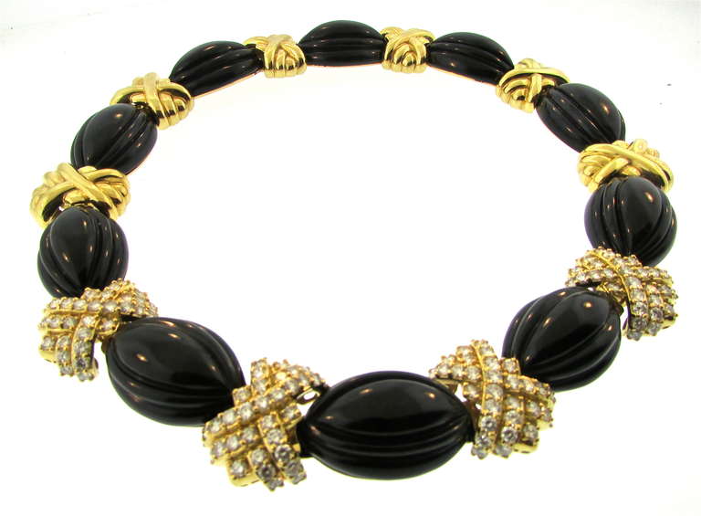 1960's Hammerman Brothers Onyx and Diamond Necklace For Sale