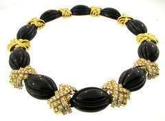 Vintage 1960's Hammerman Brothers Onyx and Diamond Necklace