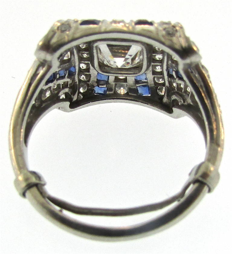 tiffany & co. art deco kashmir sapphire diamond platinum ring