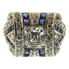 Tiffany & Co Art Deco Sapphire Diamond Platinum Ring