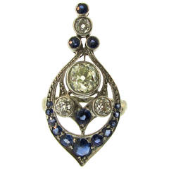 Belle Epoque Sapphire Diamond Platinum Ring Belle Epoque Sapphire Diamond Platinum Ring