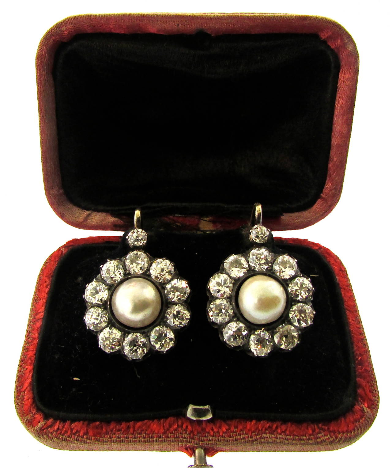 Victorian Natural Pearl and Diamond Earrings