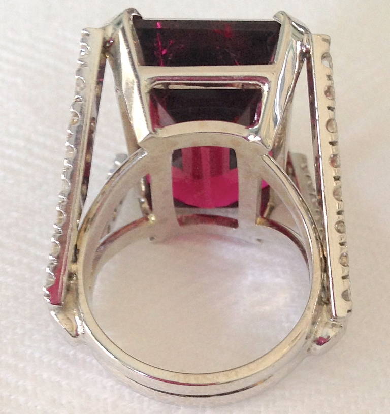 Women's A Beautiful Rubellite Tourmaline Diamond White Gold Ring For Sale