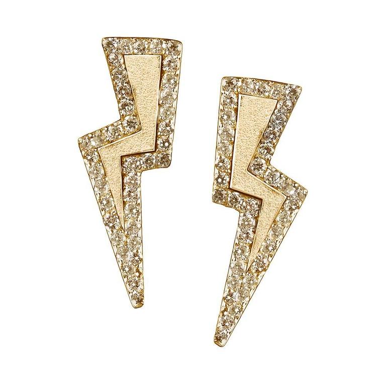 18ct Yellow Gold Vermeil And Diamond Lightning Bolt Earrings For 18ct Yellow Gold Vermeil And Diamond Lightning Bolt Earrings For