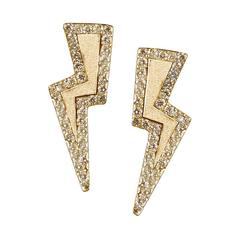 Diamond Sterling Silver Gold Vermeil Lightning Bolt Earrings 11
