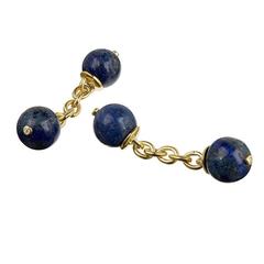 Lapis Lazuli, Diamond and 18ct Yellow Gold Vermeil Cufflinks on Chains 3