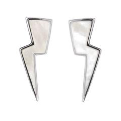 Mother-of-Pearl Sterling Silver Lightning Bolt Earrings 12