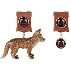Mismatched Gold Garnet Goldstone Fox Earrings by Tessa Packard, London 12