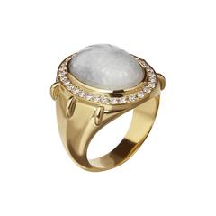 Gold Jadeite Diamond Carved Scarab Beetle Cocktail Ring 5
