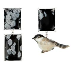 Tessa Packard London Obsidian Porcelain Bird Gold Earrings 7