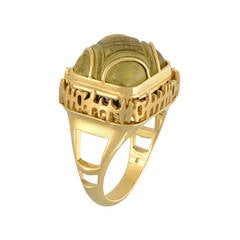 Lemon Quartz Black Sapphire Gold Calligraphy Ring 1