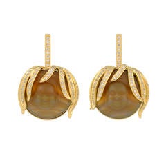 Red Agate Diamond Gold Drop Earrings 6