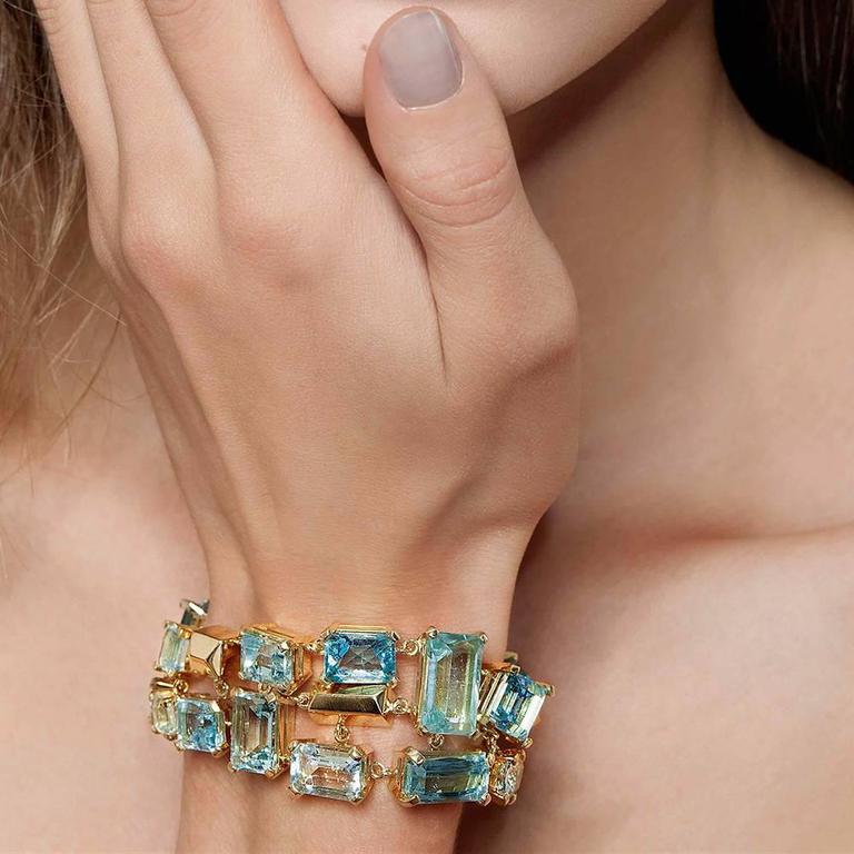 Aquamarine Gold Bracelet For Sale at 1stdibs
