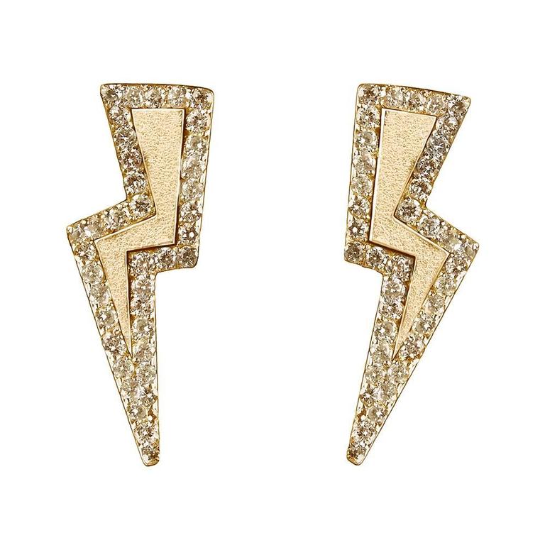 TPL Vermeil Diamond Lightning Bolt Earrings For Sale at 1stdibs