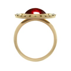 18ct Yellow Gold, Garnet and Green Tourmaline 'Flying Saucer' Ring