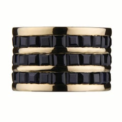 18ct Yellow Gold and Channel-Set Black Sapphire Cocktail Ring