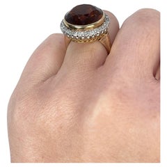 Citrine Diamonid Ring in 14KT Yellow Gold Cocktail Evening Ring